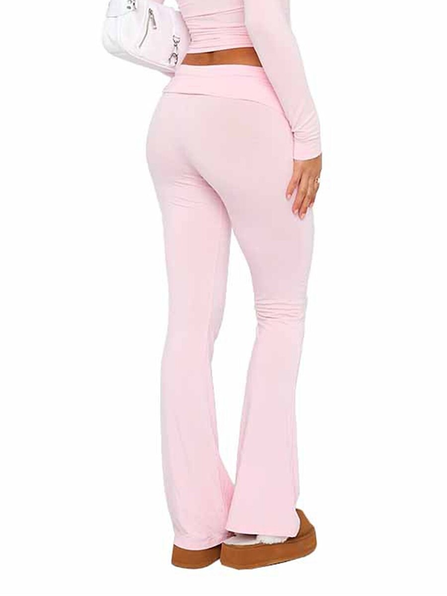 Pentru femei Clopot de jos Pantaloni Activ Modă Șic Stradă Lungime totală Talie Joasă Simplu Respirabilitate Απαλό Comfortabil Micro-elastic În aer liber Stradă Zilnic Gri Deschis Gri Închis Roz 2025 - $13.99 –P15