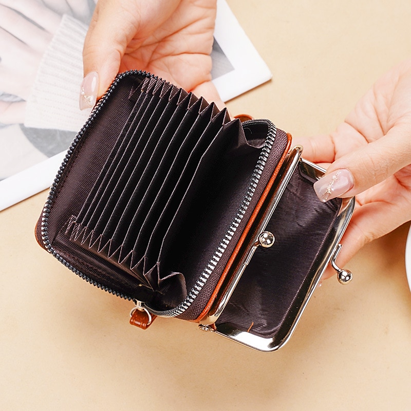2023 Women New Retro Genuine Leather Rivet Short Wallet Zipper Coin Card Holder Female Coin Clutch Wallets Purse Money Bag 2025 - $14.99 –P3