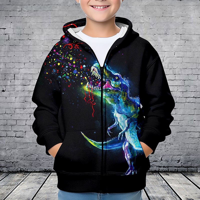 Pojkar 3D Dinosaurie Huvtröja Kappa Ytterkläder Långärmad 3D-tryck Höst Vinter Mode Streetwear Häftig Barn 3-12 år Utomhus Ledigt Dagligen Normal 2025 - $18.49 –P1