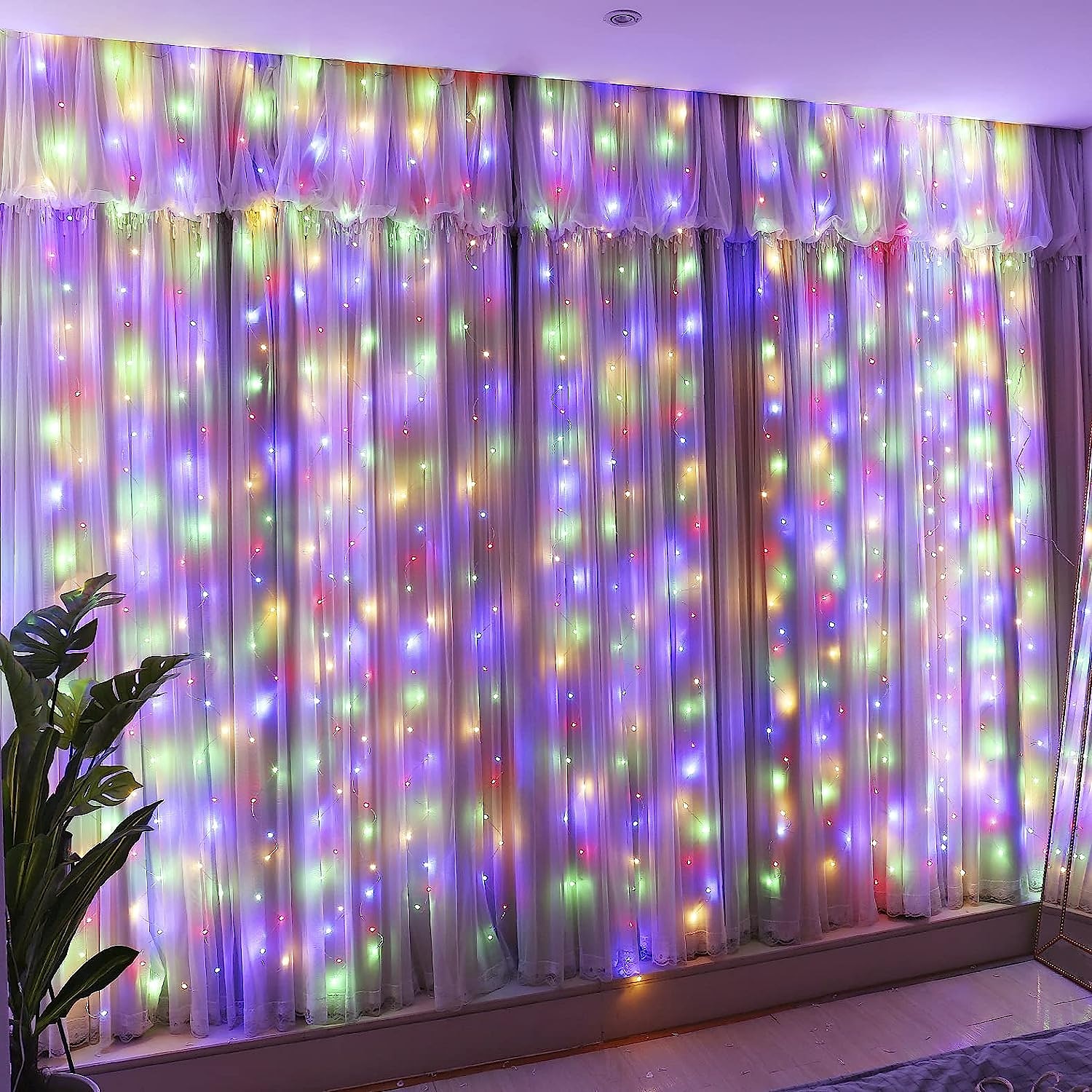 300 LED 9,8 x 9,8 pieds avec télécommande, rideau lumineux de Noël avec prise USB, rideau lumineux pour fenêtre extérieure, décoration murale, pour chambre à coucher, toile de fond, fête de mariage, de 2025 ? $29.99 –P6