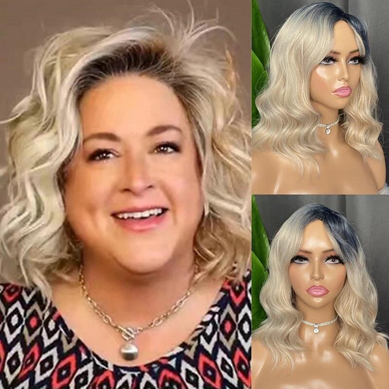 Perruque ample ondulée mixte brune naturelle bouclée, tissage synthétique résistant à la chaleur, perruques complètes pour femmes de 2025 ? $26.99 –P10