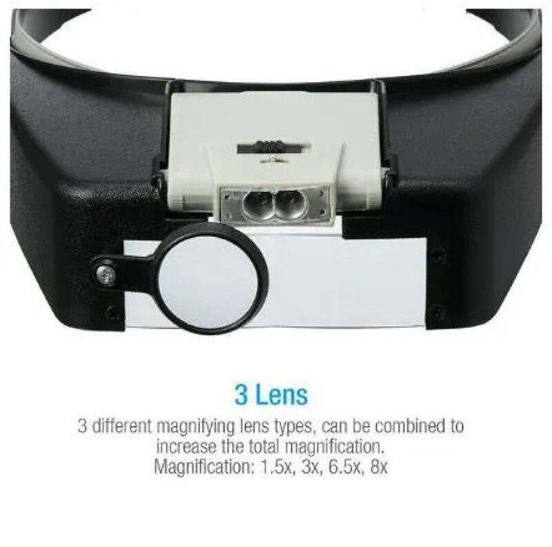hoofdband vergrootglas led licht hoofdlamp vergrootglas juwelier loep met led-verlichting 1.5x/3x/8.5x/10x 2025 - $35.99 –P8