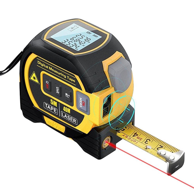 Telémetro láser 3 en 1, regla de cinta métrica de 5m, pantalla LCD con retroiluminación, medidor de distancia, dispositivo de medición de construcción 2025 - $56.99 -P1