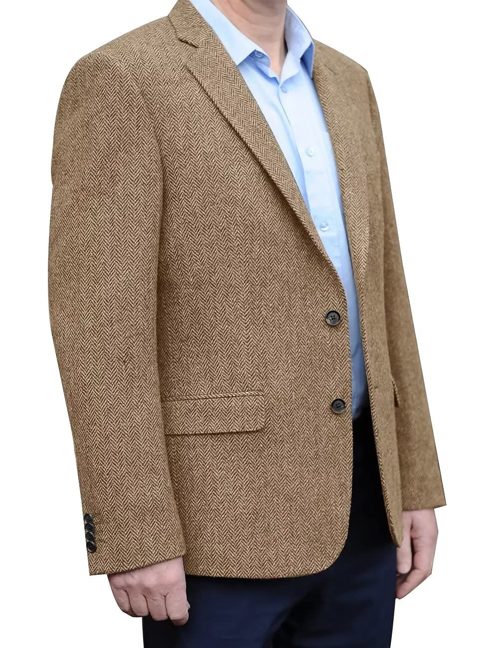 Voor heren Tweed blazer Retro vintage Visgraat Blazer Zwart khaki Donkerblauw Grote maten Enkele rij knopen met twee knopen 2025 - $89.99 –P1