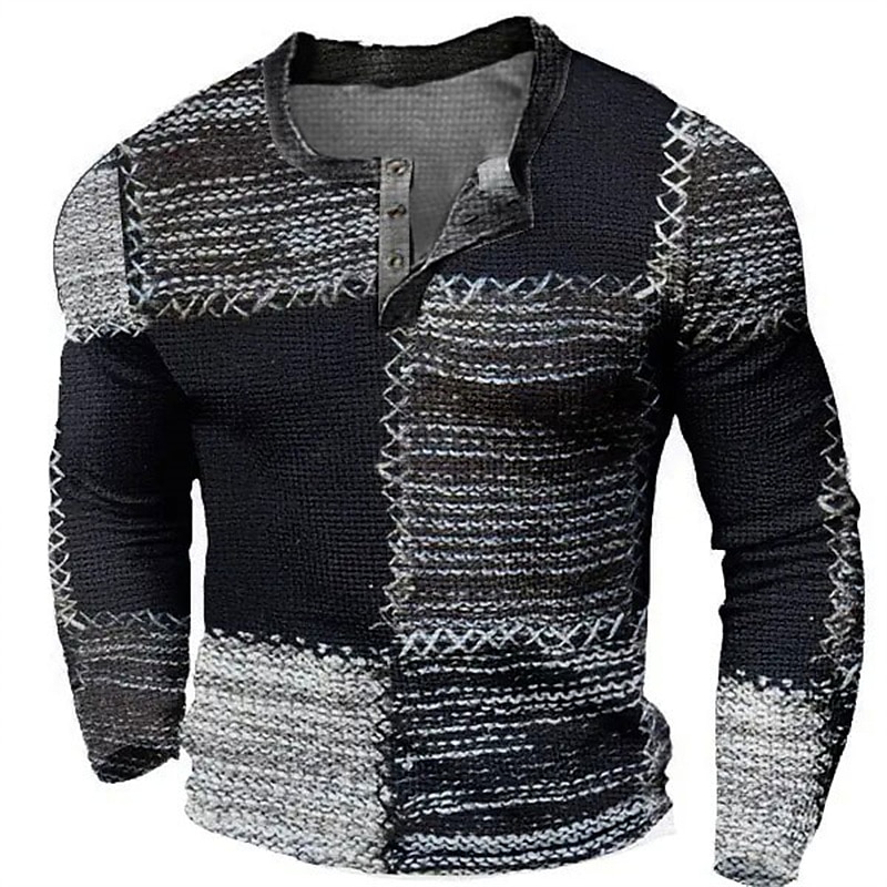 Per uomo Pop art Color Block Camicia Henley Maglietta Waffle Manica lunga Stampa 3D Di tendenza Originale Informale Sportivo Per eventi Festival Primavera & Autunno Blu Marrone Verde Grigio Henley del 2025 a $4.59 –P1