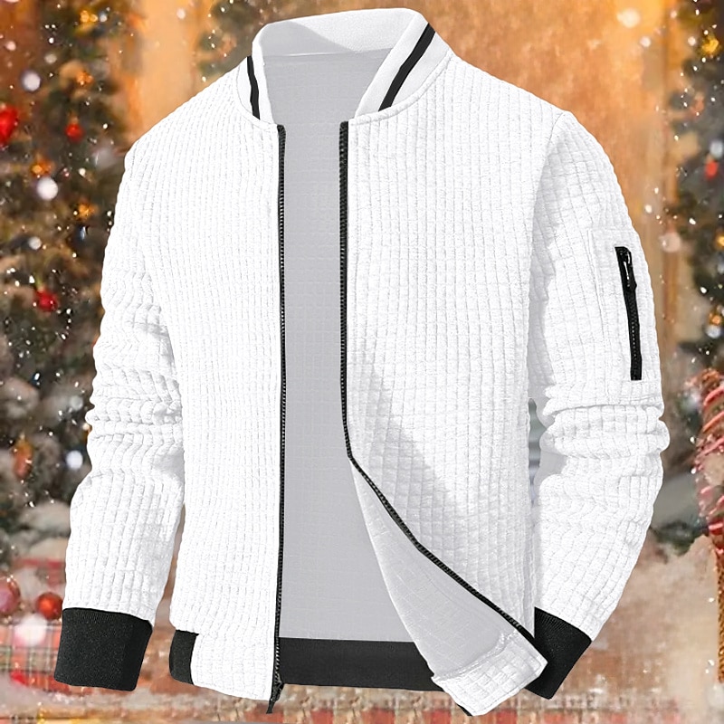 Herr Tröja Svart Vit Rubinrött Marinblå Kinakrage Slät Dragkedja Sport & Utomhus Dagligen Helgdag Streetwear Ledigt Jul Höst vinter Kläder Pull Tröjor Långärmad 2025 - $30.99 –P3