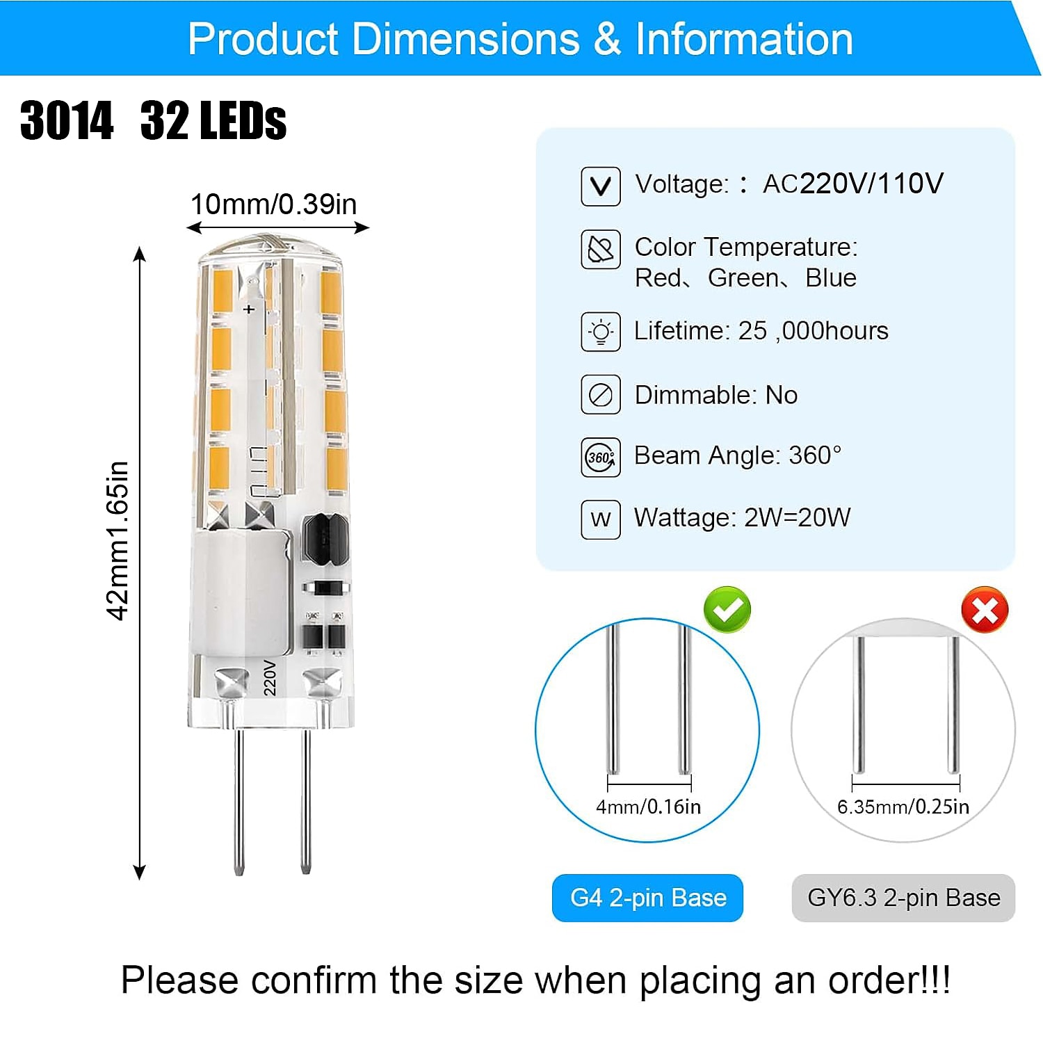 10 шт. 2 W Двухштырьковые LED лампы 200 lm G4 T 32 Светодиодные бусины SMD 3014 Тёплый белый Холодный белый Естественный белый 220-240 V 110-130 V 2025 - $18.49 –P2