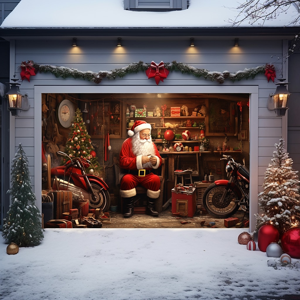 Christmas Door Decorations Outdoor Garage Door Cover Santa Xmas Door Banner Santa Claus Snowman Large Door Mural Backdrop Decoration forHoliday Home Wall Decorations 2026 - $29.99 –P7