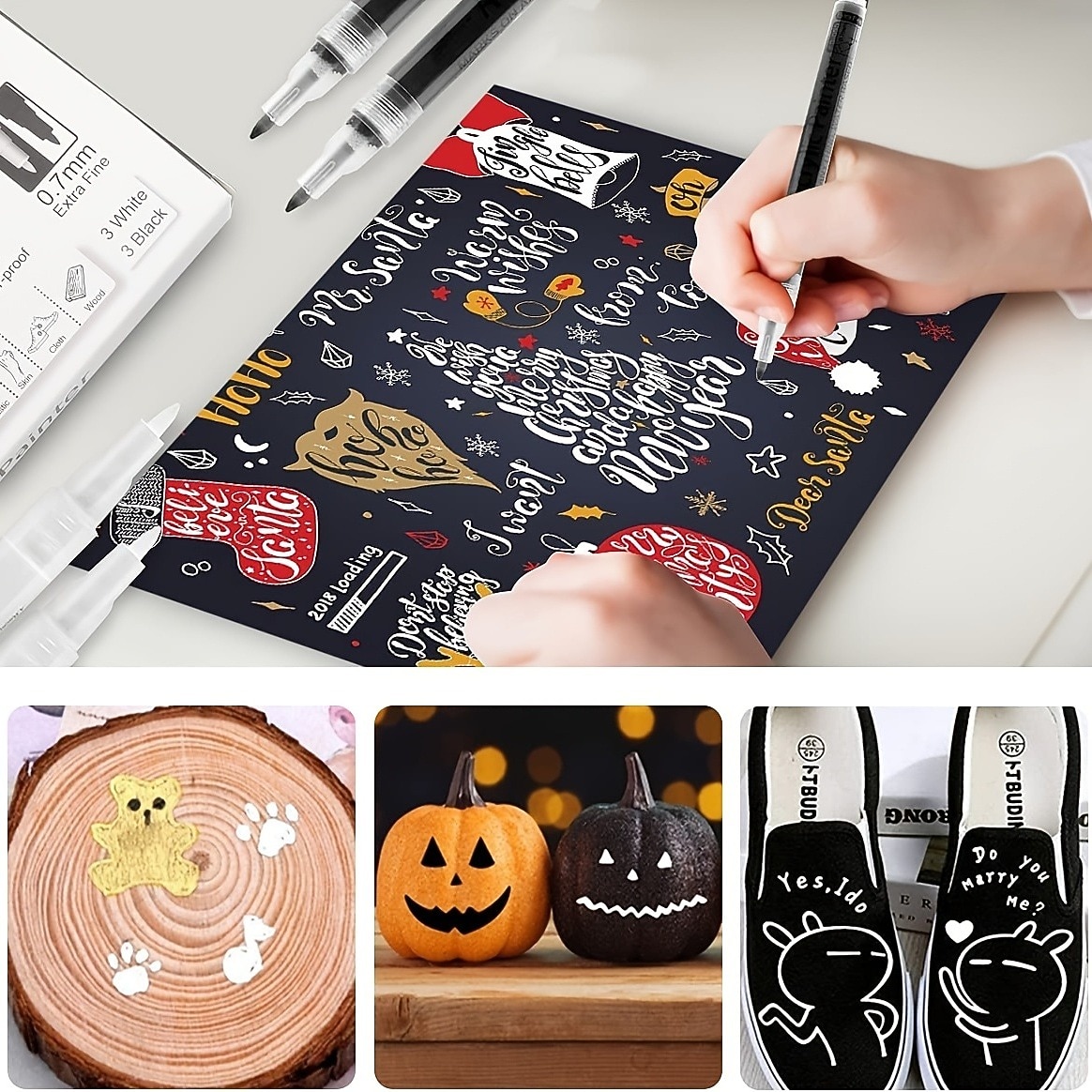 στυλό ακρυλικό χρώμα 6 τεμ./συσκευασία μαύρο άσπρο μαρκαδόροι χρώματος στυλό για ζωγραφική βράχου πέτρα κεραμικό γυαλί ξύλο πλαστικό γυαλί μεταλλικό καμβά σχέδιο ακρυλικών χρωμάτων με βάση το νερό 2025 - $12.99 –P3