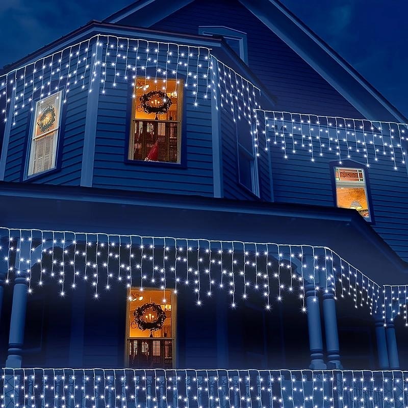 4m Fâșii de Iluminat Lumini de țurțuri de Crăciun 96 LED-uri Alb Cald Alb Rece Albastru Lumini de sărbători Fereastra / Cortina / Icicle Lights Nuntă Glob de Craciun Alimentat USB 2025 - $13.99 –P5