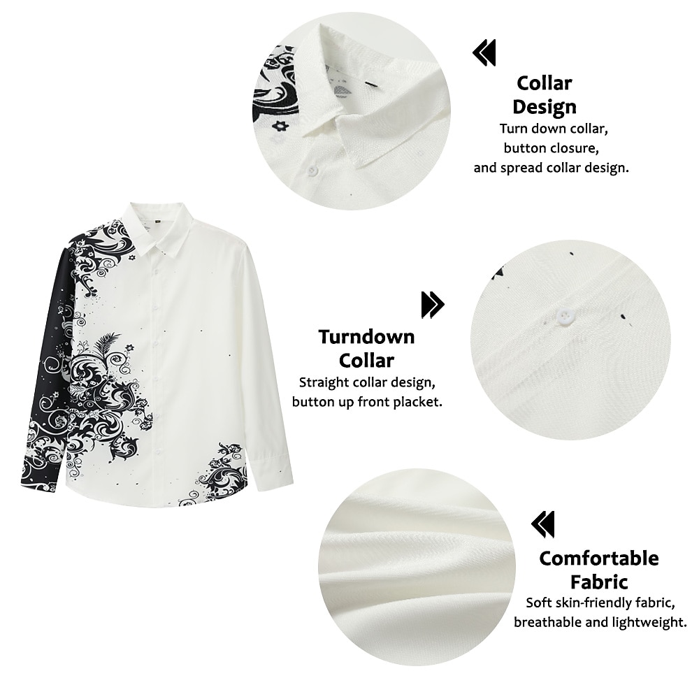 Homme Floral Chemise manche longue Mode Design Décontractées du quotidien Vacances Sortie Printemps été Col rabattu Impression 3D Bouton bas Noir Rouge Bleu Marron Vert de 2025 ? $25.99 –P7