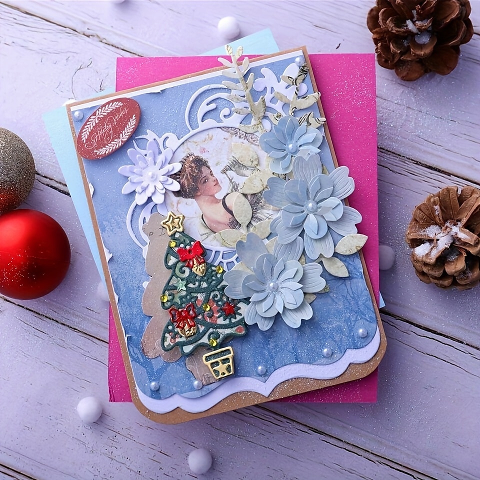 1ks vánoční stromeček kovová vyřezávací matrice scrapbooking embossovací přání výroba šablon kutilství pro kutily přáníčka ruční výroba účtu 2025 - $10.49 –P6