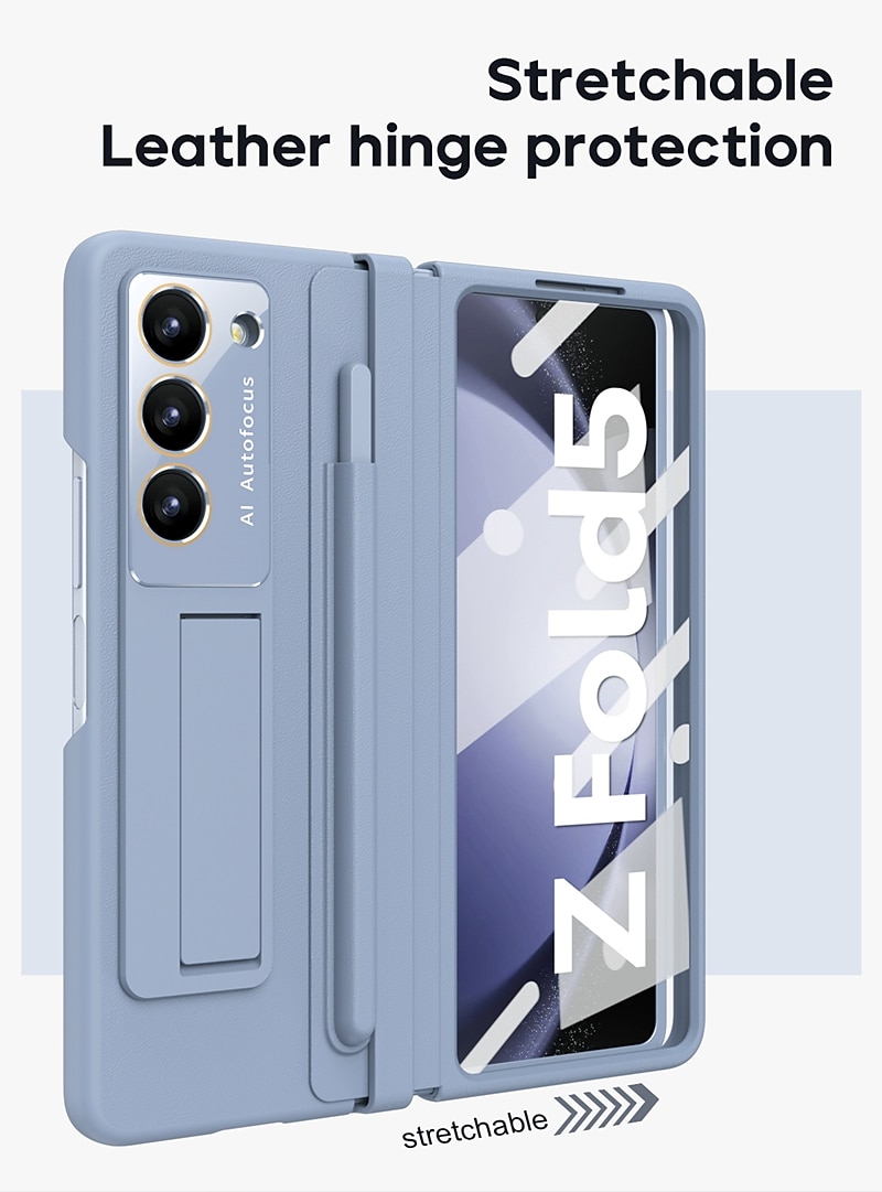 telefoon hoesje Voor Samsung Galaxy Z-vouw 6 Z Fold 5 Z Fold 4 Achterkant met standaard en schermbeschermer met S Pen Effen Kleur PC PU-nahka 2026 - $39.99 –P5