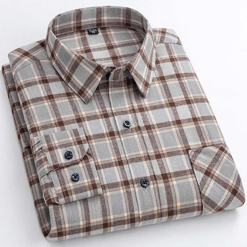 Per uomo Camicia Camicia casual Camicia a quadri Camicia con Bottoni Quadri All'aperto Abbigliamento quotidiano Giallo Blu reale Blu Azzurro cielo Manica Lunga Bavero Autunno & Inverno Abbigliamento del 2025 a $33.99 –P7
