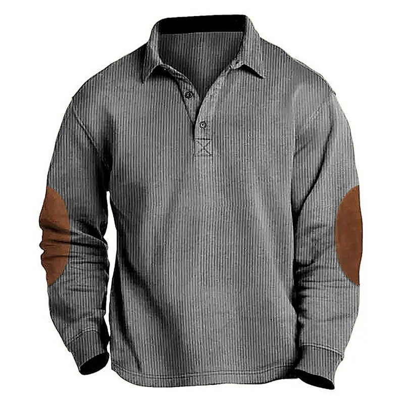 Men's Corduroy Shirt Button Up Polos Casual Sports Lapel Long Sleeve Fashion Basic Color Block Patchwork Button Spring Fall & Winter Regular Fit Army Green Navy Blue Brown Gray Corduroy Shirt 2025 - $22.99 –P2