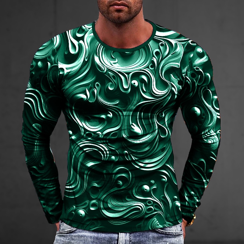 Men's Graphic Abstract T Shirt Long Sleeve T shirt 3D Print Crew Neck Shirt Fashion Designer Casual Sports Outdoor Holiday Going out Red Spring &  Fall Clothing Apparel S M L XL 2XL 3XL 4XL 2026 - $18.49 –P8