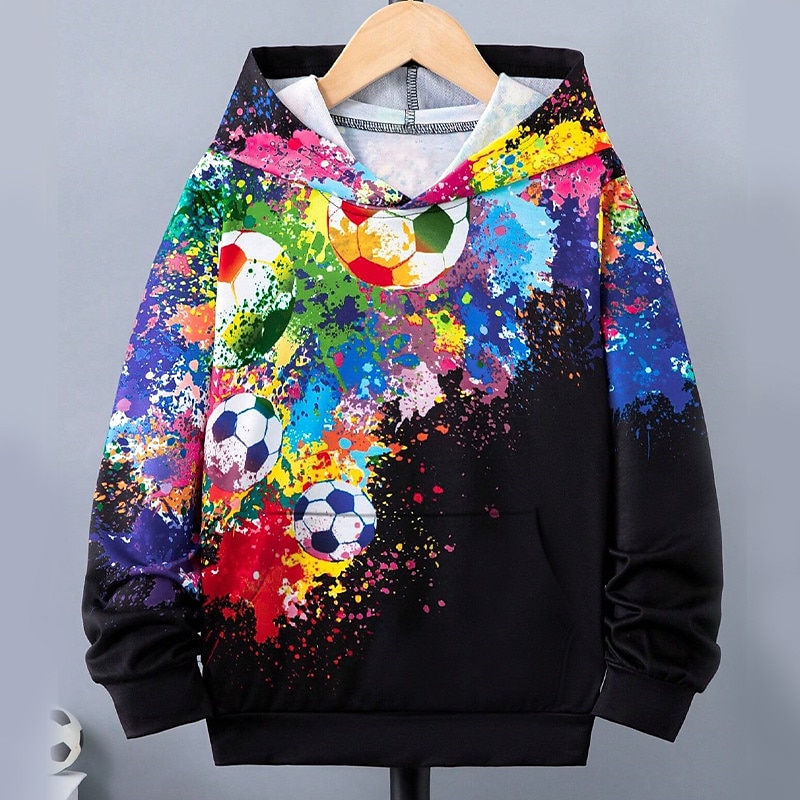 Pojkar 3D Fotboll Huvtröja Pullover Långärmad 3D-tryck Höst Vinter Mode Streetwear Häftig Barn 3-12 år Utomhus Ledigt Dagligen Normal 2025 - $18.99 –P4