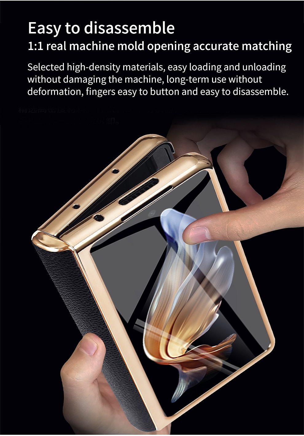 Leather Phone Case for Samsung Galaxy Z Fold 5 4 3 Fold4 Fold5 Gold Plating Magnetic Hinge Stand Back Cover with Mirror Film 2025 - $51.99 –P10