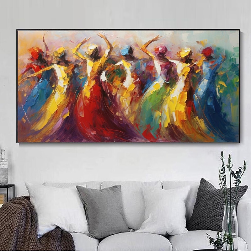 groot dansend meisje schilderij op canvas handbeschilderd muurdecor kleurrijke vrouwen muurkunst extra groot canvas moderne huisdecoratie danser canvas kunst huis kamer decor geen frame 2025 - $183.99 –P8