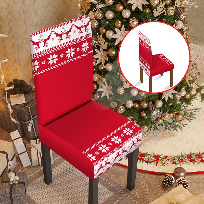 Fundas navideñas para sillas de comedor, fundas elásticas para sillas Parsons de Navidad, protector de asiento, funda lavable de spandex para sillas de cocina para comedor 2025 - $12.49 –P8