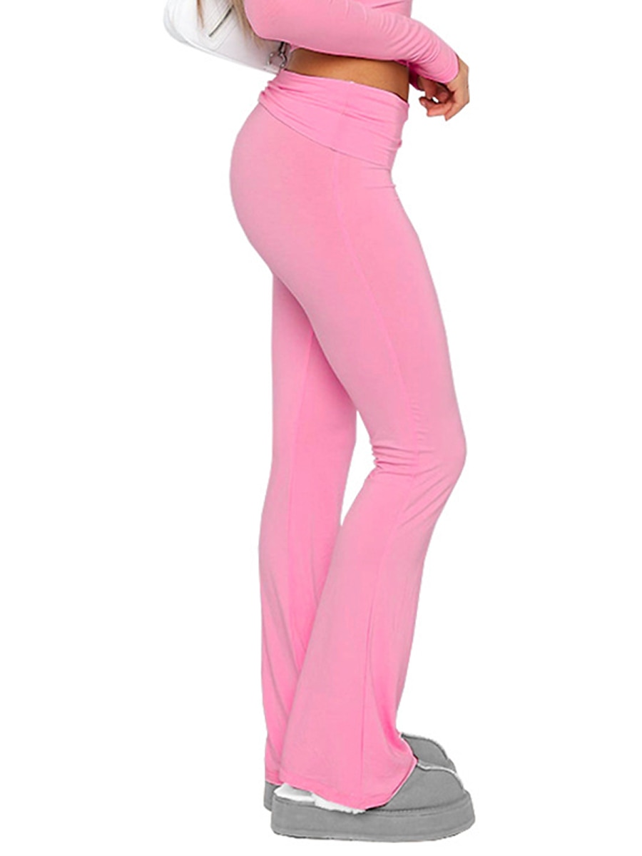 Pentru femei Clopot de jos Pantaloni Activ Modă Șic Stradă Lungime totală Talie Joasă Simplu Respirabilitate Απαλό Comfortabil Micro-elastic În aer liber Stradă Zilnic Gri Deschis Gri Închis Roz 2025 - $13.99 –P20