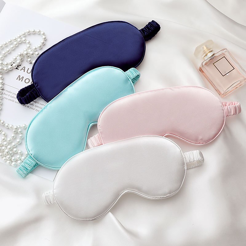 luxe satijnen oogmasker met elastische band om te slapen, oogslaapschaduwafdekking, blokkeert licht en vermindert gezwollen ogen 2025 - $11.99 –P4
