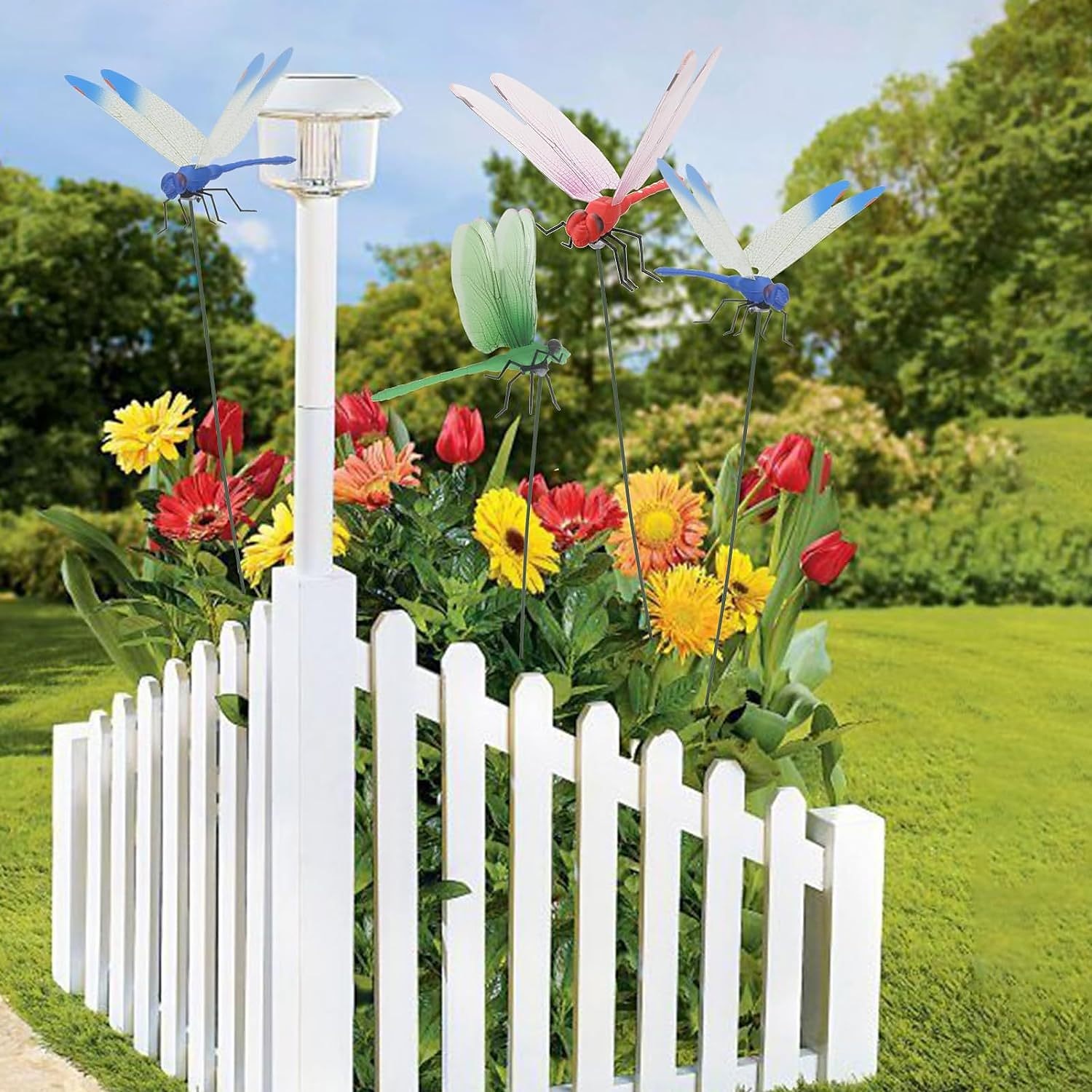 3 Stück Libellen-Gartenstecker, Kunststoff-Hofschild mit Pfahl für Gartendekoration, Halloween-Dekor, Herbstdekoration, Erntedankfest, Weihnachtsgeschenk 2025 - $7.99 –P5