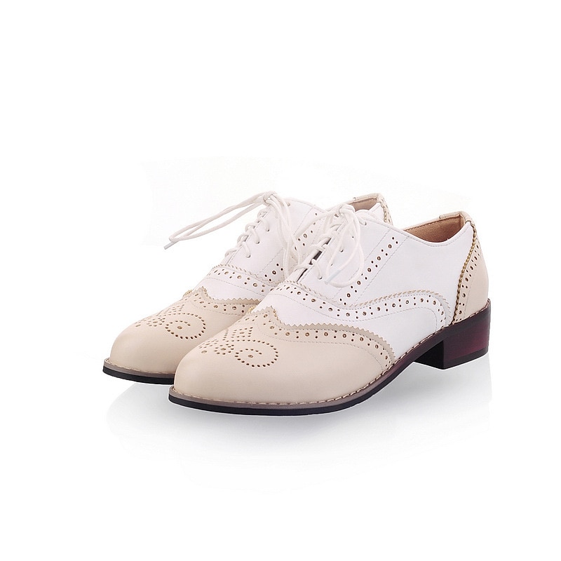 pantofi oxford clasici brogue de damă – pantofi maro din piele artificială cu vârful aripii cu șireturi pentru ținute casual și formale de inspirație vintage 2025 - $42.99 –P22