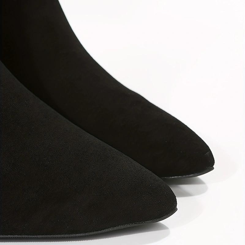 bottines chics à bout pointu en similicuir noir pour femmes avec fermeture à glissière - idéales pour les soirées, les tenues de bureau et les sorties à la mode de 2025 ? $34.99 –P5