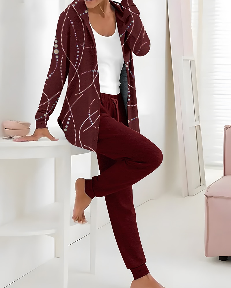 Women's 2 Pieces Hoodie Tracksuits Pants Sets Active Daily Pants Trousers Long Sleeve Hooded Floral Drawstring Print Outdoor Casual Black Pink Red Fall & Winter Regular Fit 2025 - $49.99 –P8