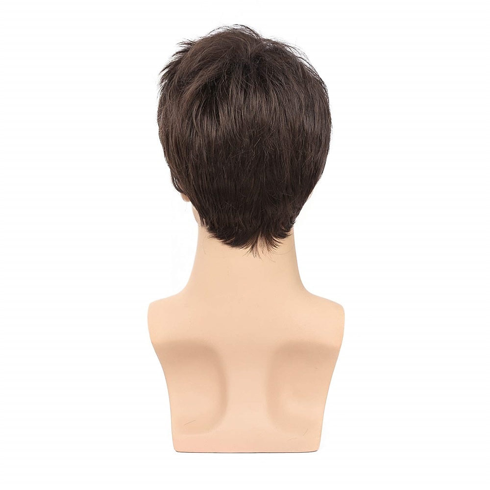 Mens Wig Short Drak Brown Wigs Layered Natural Cosplay Party Costume Hair Full Wig for Male Guy 2025 - $25.99 –P6