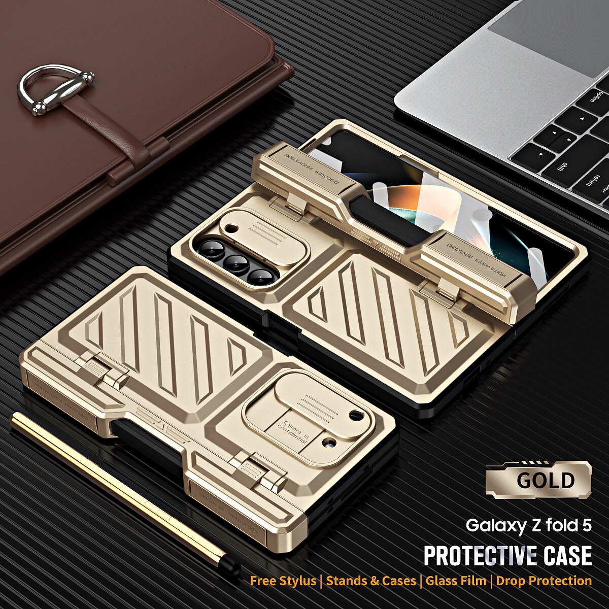 телефон Кейс для Назначение SSamsung Galaxy Z Fold 5 Z Fold 4 со стендом и протектор экрана Защита от удара ПК 2025 - $35.99 –P9