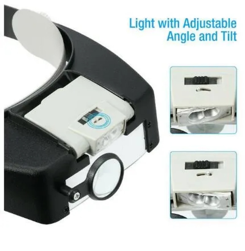 hoofdband vergrootglas led licht hoofdlamp vergrootglas juwelier loep met led-verlichting 1.5x/3x/8.5x/10x 2025 - $35.99 –P4