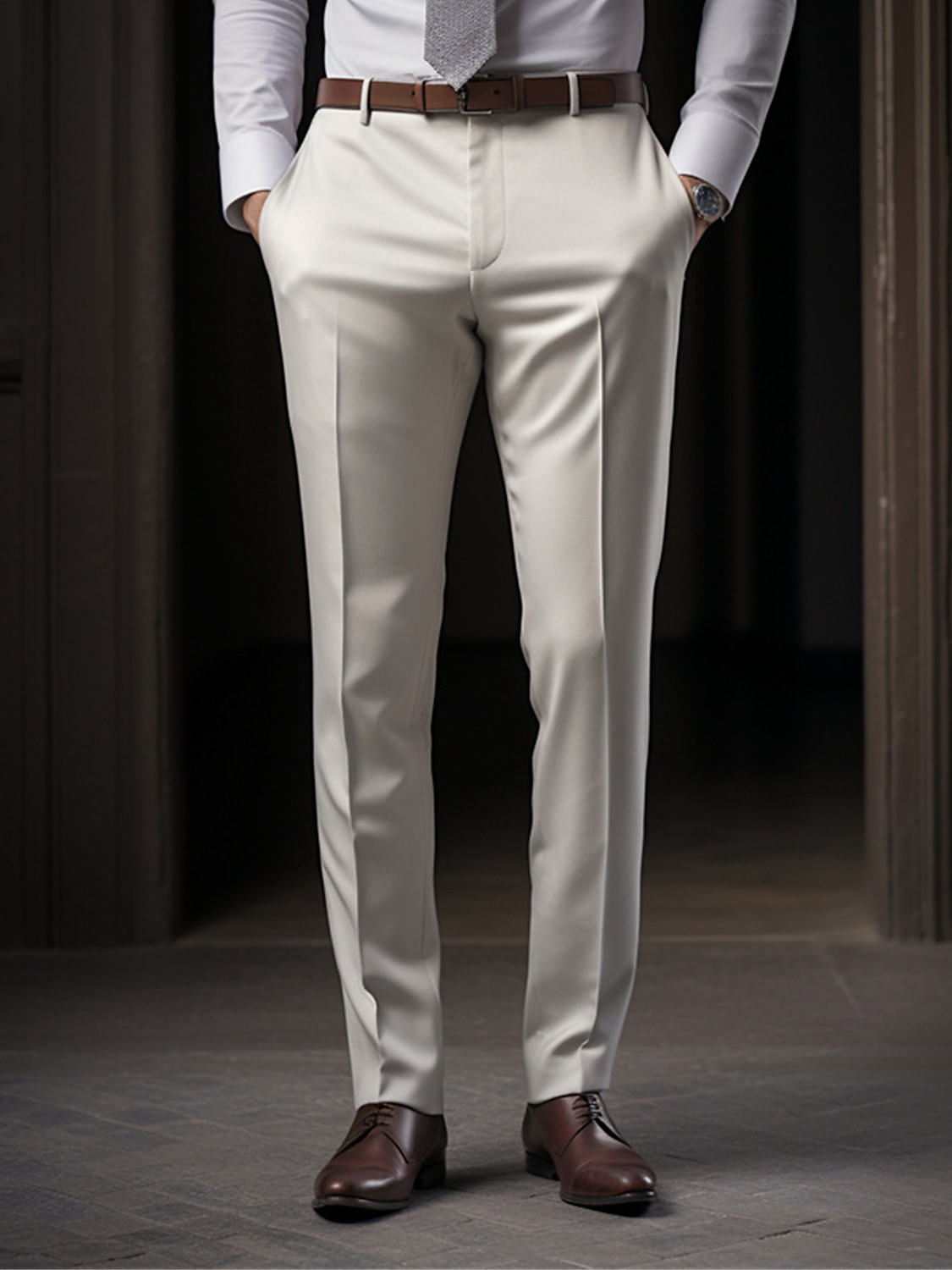 Men's Dress Pants Trousers Slacks Suit Pants Buttons Front Pocket Straight Leg Plain Comfort Breathable Business Daily Holiday Fashion Chic & Modern Black Khaki 2025 - $25.99 –P1