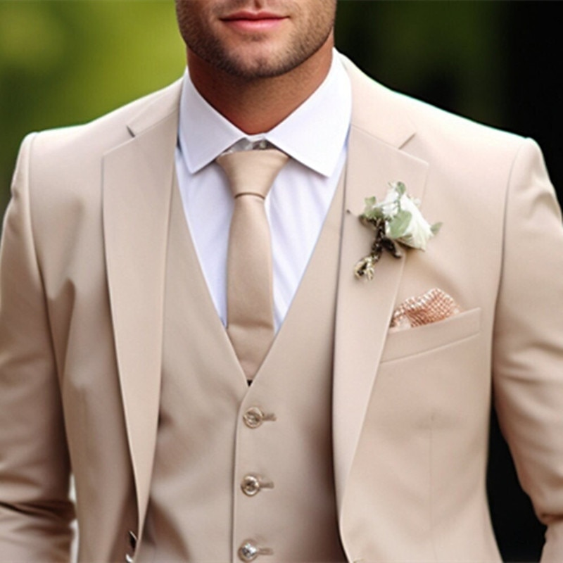 Men's Wedding Suits Dark Green Khaki Daily Business Summer Solid Colored Plus Size 3 Piece Single Breasted Two-buttons 2025 - $136.99 –P3