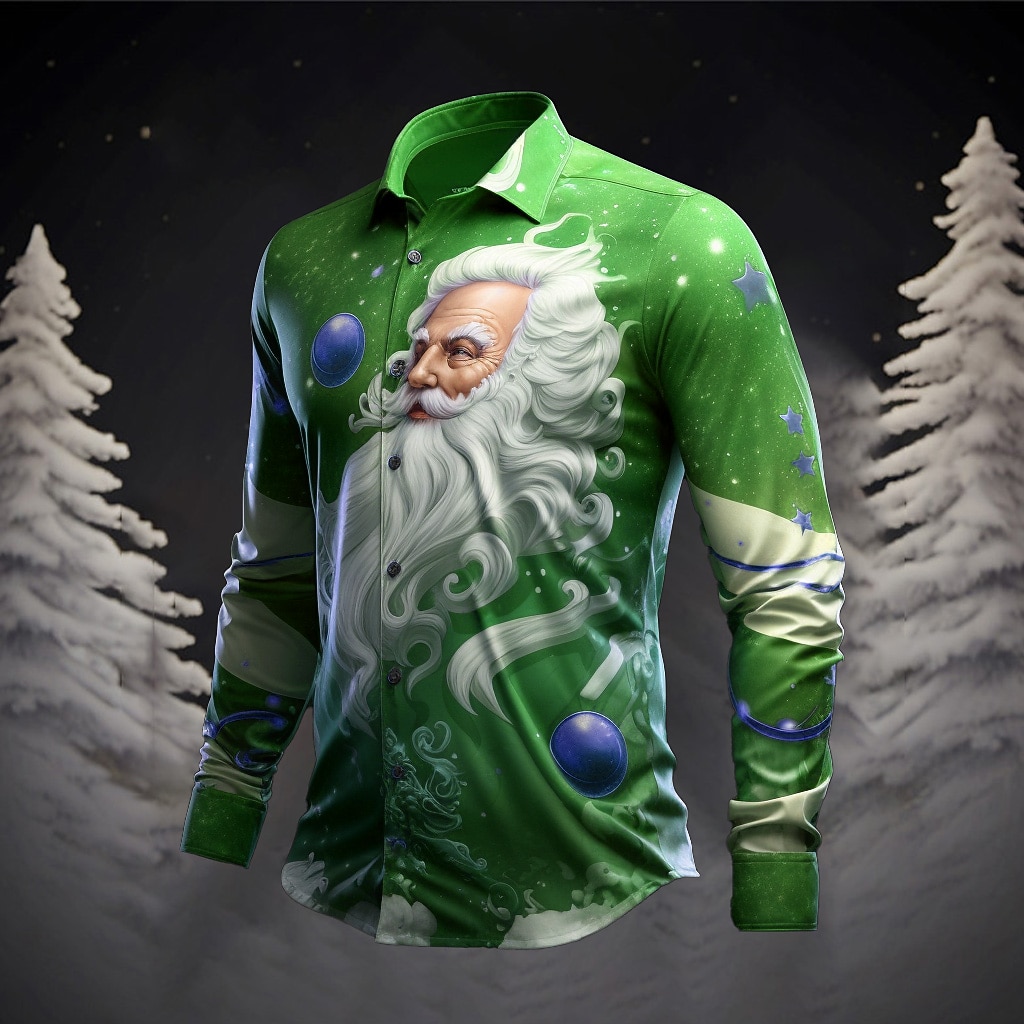 père Noël Décontractées Homme Chemise Usage quotidien Sortie Automne hiver Col rabattu manche longue Jaune, bleu marine, Bleu Roi S, M, L Tissu extensible dans les 4 sens Chemise Noël de 2025 ? $26.99 –P5
