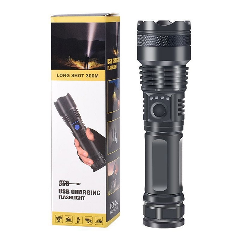 Linterna led xhp100 de alta potencia, recargable, 4 núcleos, zoom, usb, para acampar al aire libre/uso de emergencia, 1 ud. 2025 - $22.99 –P3