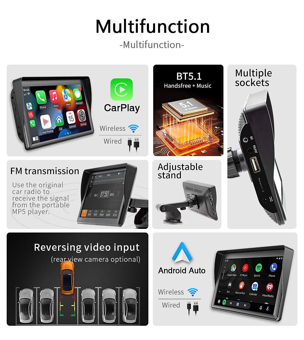 Universal 7-inch Screen Car Radio Multimedia WIFI Video Player Wireless Carplay Screen for Apple or Android 2025 - $131.99 –P2