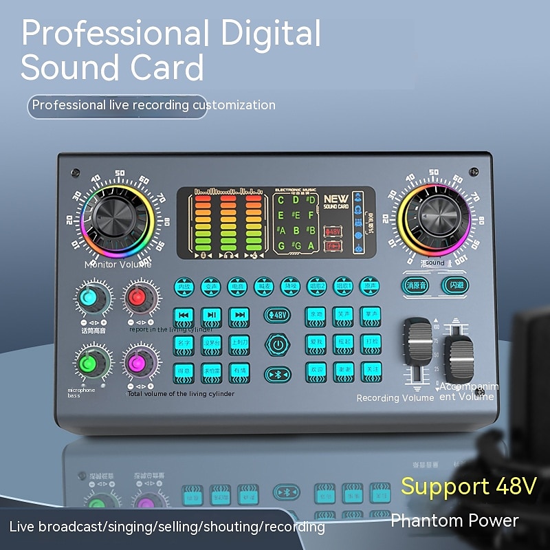 2023 C100 Professional 48V Podcasting Equipment Kit with Voice Conversion Soundcard with Various Sound Effects and LED Lights Great for use in podcasting. 2025 - $115.99 –P1