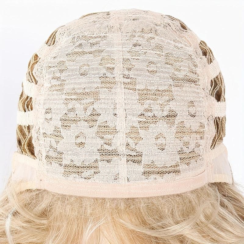 Blond 20-calowe długie kręcone falowane włosy peruki puszyste miękkie włosy peruki z grzywką dla kobiet peruki z włosów syntetycznych 2025 - $23.99 –P5