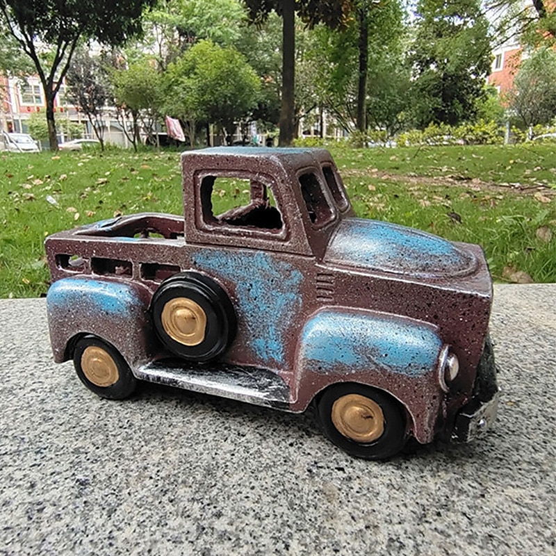 Pot de fleur de voiture rétro, jardinière succulente, ornement artisanal rétro en résine pour la maison, jardin, décoration de cour de 2025 ? $20.99 –P9