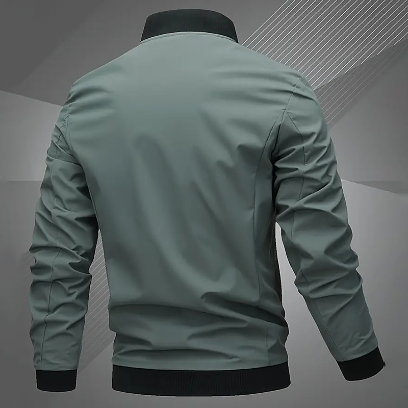 Men's Lightweight Jacket Summer Jacket Bomber Jacket Windbreaker Outdoor Vacation Warm Fall Winter Plain Fashion Streetwear Stand Collar Regular Black Gray Jacket 2025 - $26.99 –P15