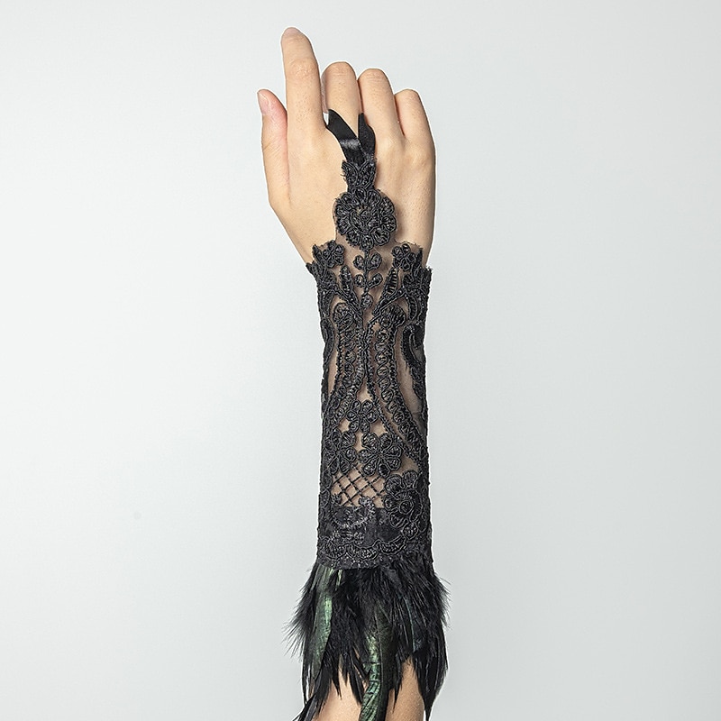 bracciale piuma pizzo guanti lunghi polsini bracciale punk&amp;gotico steampunk lega per discoteca cosplay carnevale donna bigiotteria gioielli moda del 2025 a $11.99 -P4