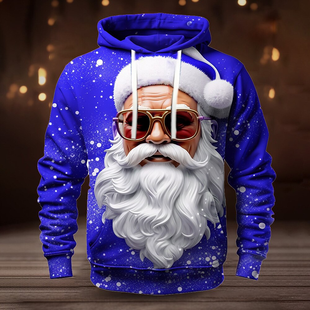 Sudadera con capucha de Papá Noel para hombre, diseño navideño en 3D, con estampado gráfico de Papá Noel, moda 3D, para deportes al aire libre, vacaciones, sudadera con capucha de manga larga, color 2025 - $32.99 –P7