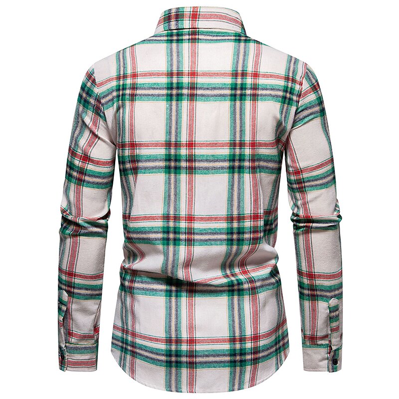 Herr Skjorta Casual skjorta Rutiga skjortor Svart Rodnande Rosa Rubinrött Blå Mörkgrön Långärmad Rutig Kavajslag Semester Gata Grundläggande Kläder Bomull Bomullsblandning Mode Fritid 2025 - $36.99 –P12