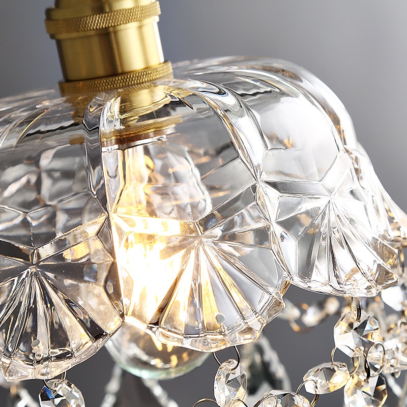 lampada a sospensione in cristallo con paralume in vetro trasparente finitura in ottone spazzolato oro cucina moderna con isola lampada a sospensione lampadario regolabile per corridoio sala da pranzo del 2025 a $135.99 –P6