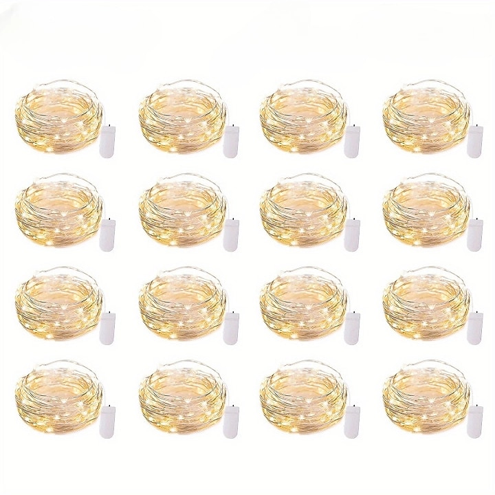 elegante festa di ricevimento di nozze 16 confezioni luci fatate a led a batteria luci a stringa filo d'argento impermeabile 7 piedi 20 led lucciola luci stellate lunari per fai da te festa di nozze del 2025 a $31.99 –P6