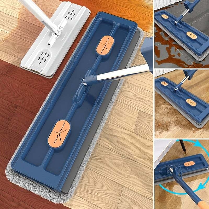 spazzolone piatto grande, ruotabile a 360° spazzolone piatto in microfibra per grandi superfici, con raschietto per l'asciugamento dell'acqua, spazzolone con manico lungo in acciaio inox per pavimenti del 2025 a $26.99 –P1