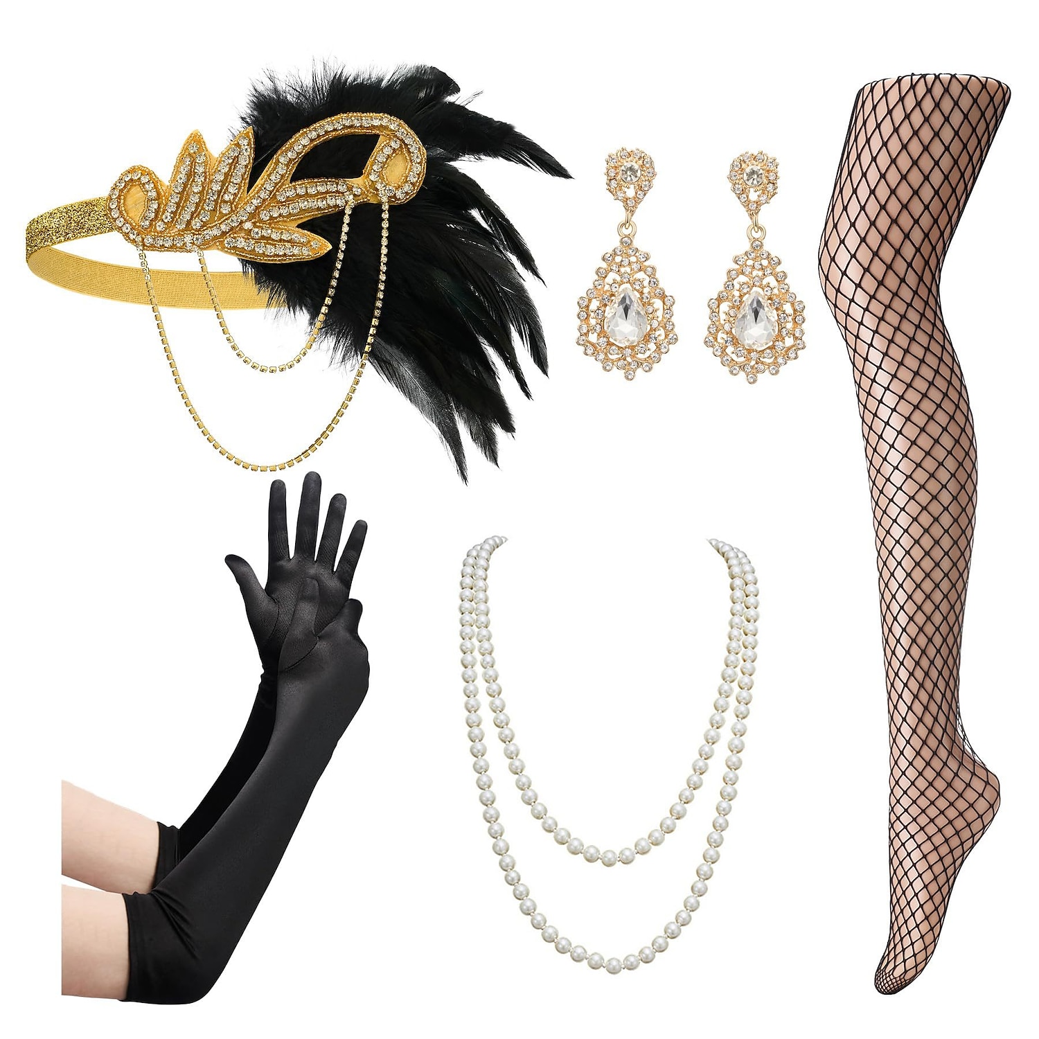 Retrò Vintage Anni Ruggenti Anni 1920 Fascia Flapper Guanti Lunghi Set di accessori Il grande Gatsby Invitato al matrimonio Piuma Per donna Carnevale Capodanno Mascherata Festa / Sera Ricevimento di del 2025 a $29.99 –P4