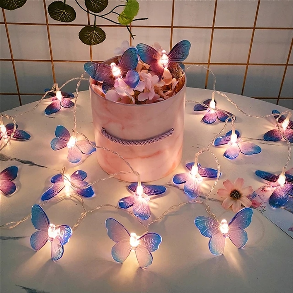 elegant bryllupsmottak fest 10 led led sommerfugllys eventyrslynge lys julekrans til bryllup dekorasjon utendørs rom krans dekorasjon gardinlys 1 sett 2025 - $7.49 –P4